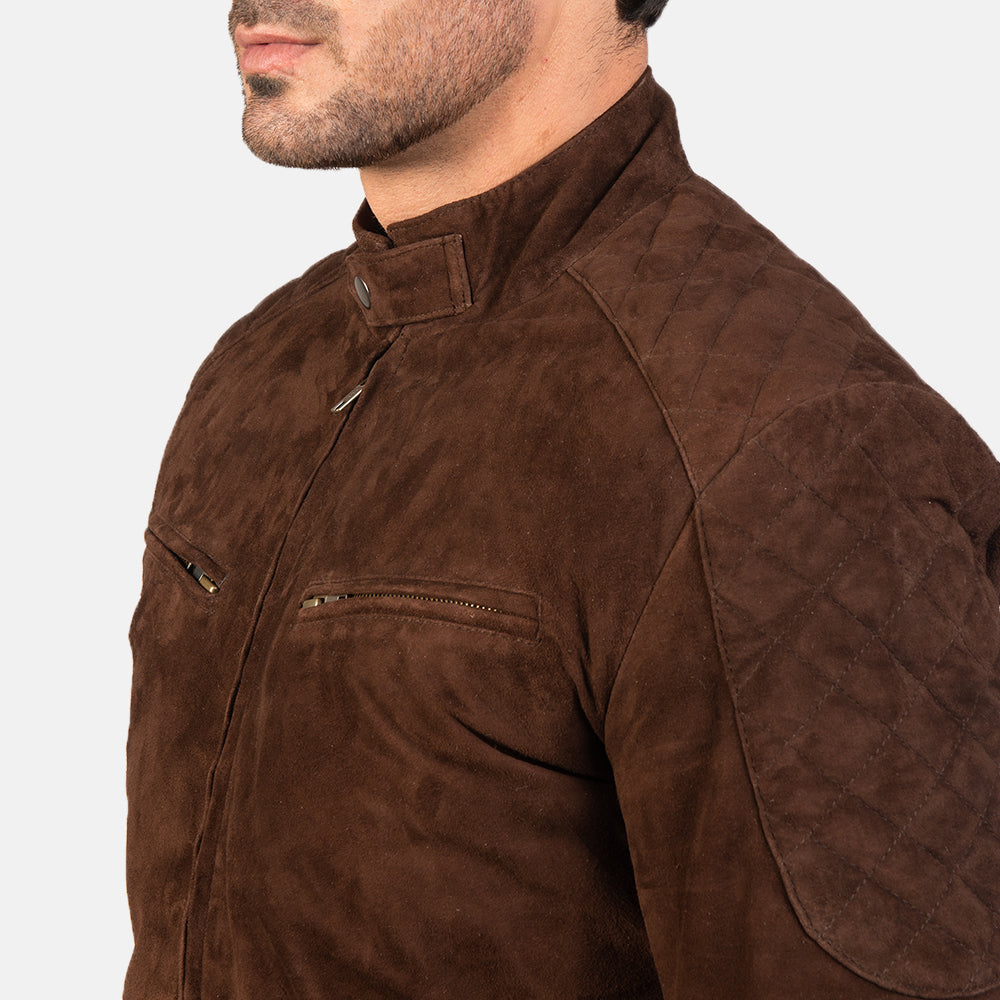 Mens Mocha Suede Bomber Jacket