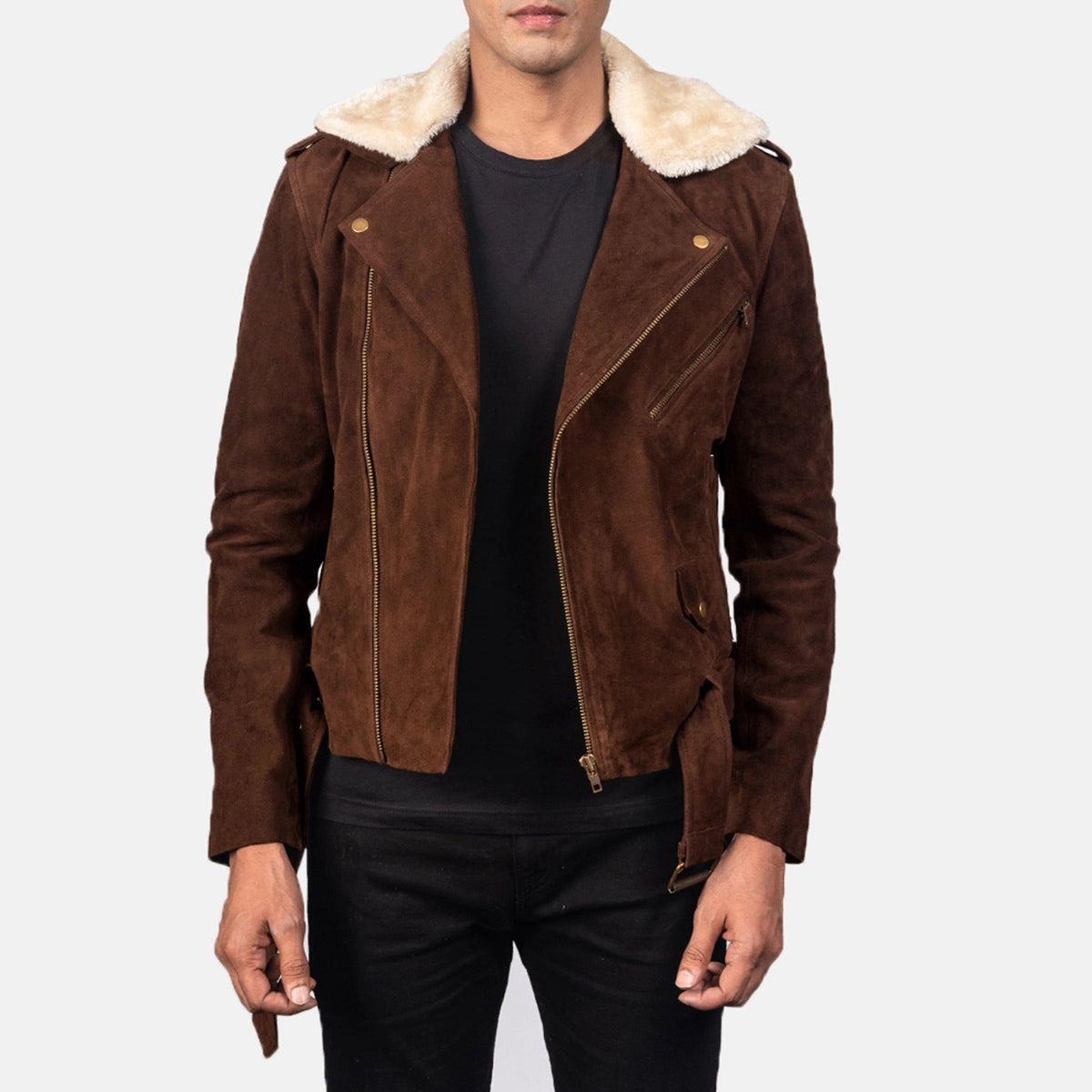 James Mocha Suede Biker Jacket