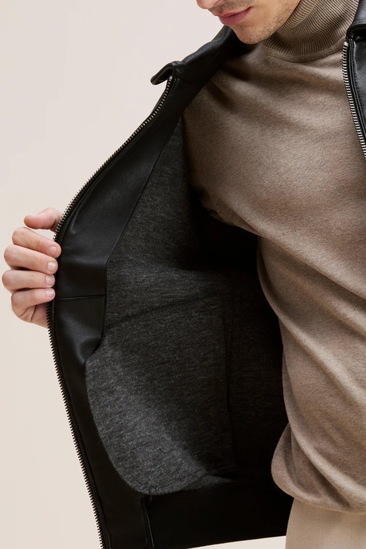 Real Sheepskin biker leather jacket for men