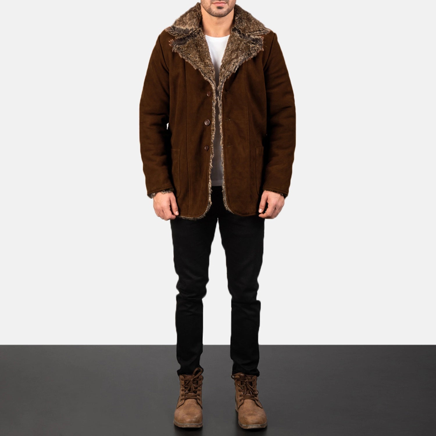 Furlong Brown Suede Leather Coat for men