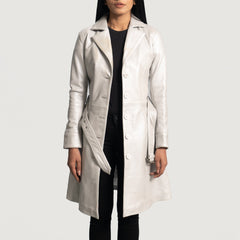 Women Silver Leather Coat Jacket