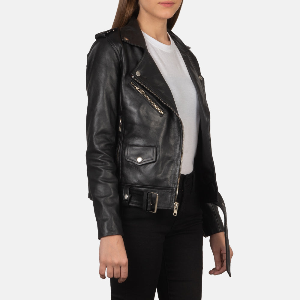 Ilia Black Leather Biker Jacket