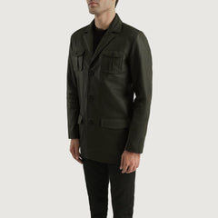 Mens Black Leather Blazer Jacket