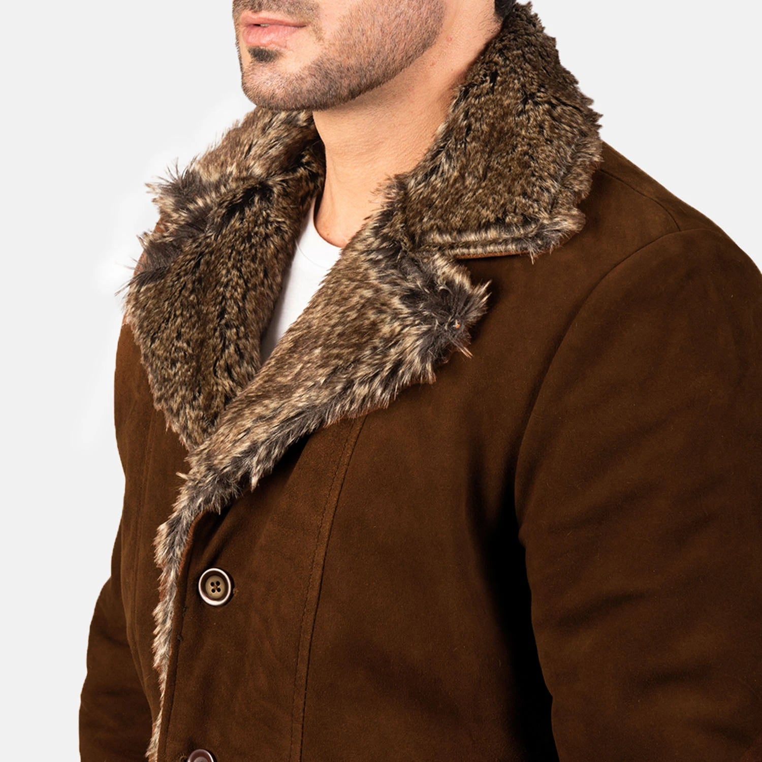 Furlong Brown Suede Leather Coat for men