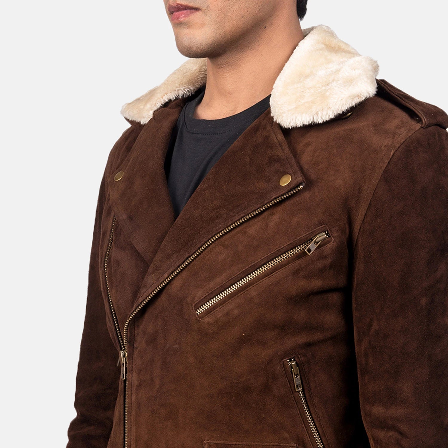 James Mocha Suede Biker Jacket