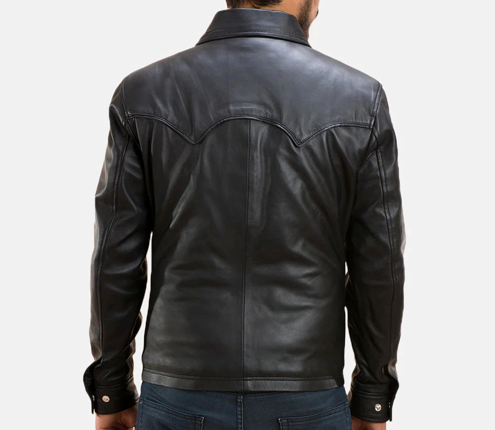James alex Motorcycle Shirt Style Leather Jacket