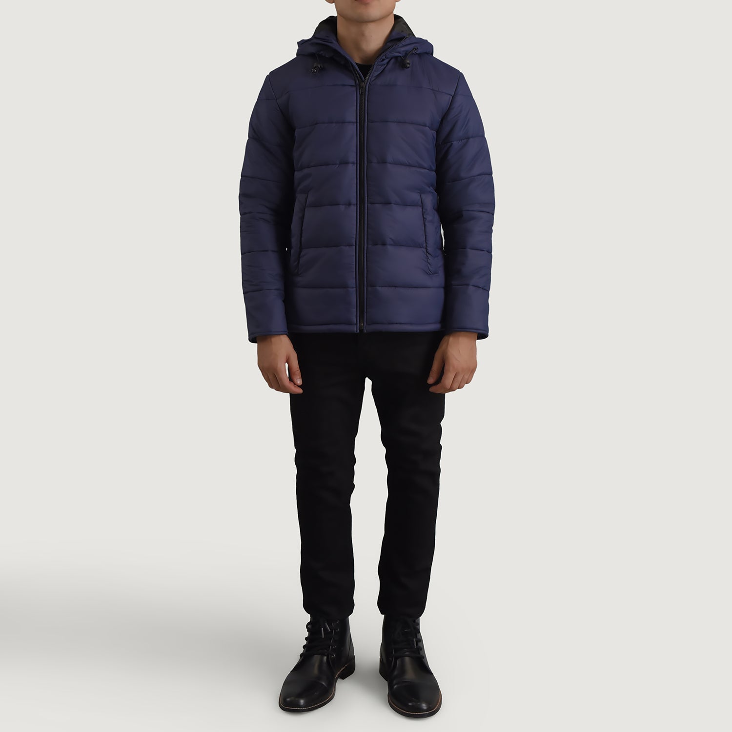 Eric Blue Hooded Puffer mens Jacket