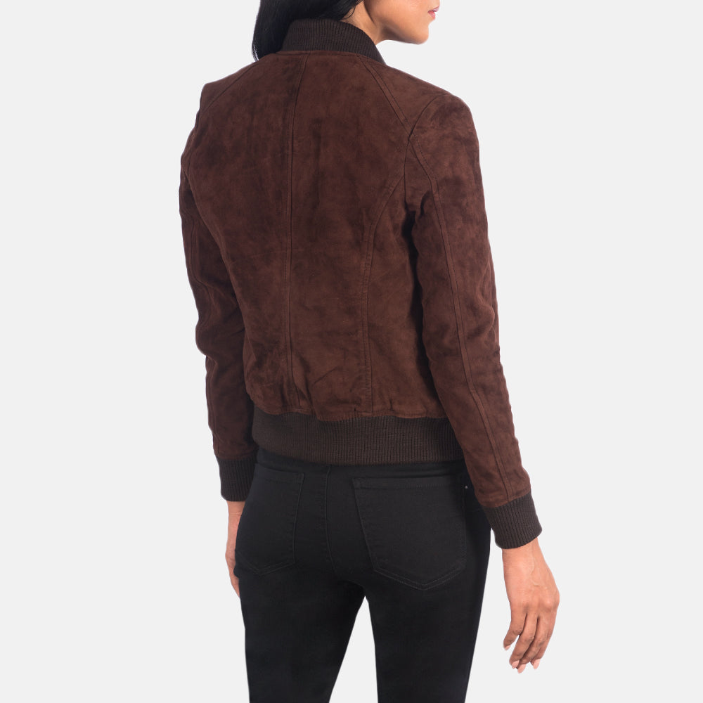 Bliss Brown Suede Bomber Women stylish Jacket