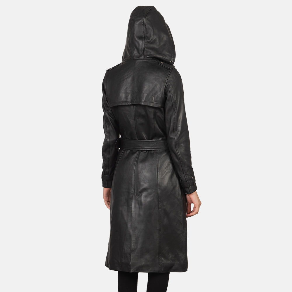 Lily Hooded Black Trench Coat