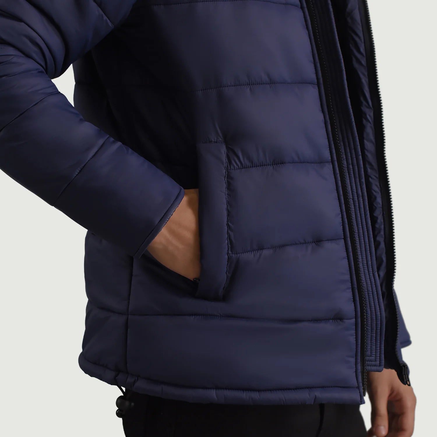 Eric Blue Hooded Puffer mens Jacket