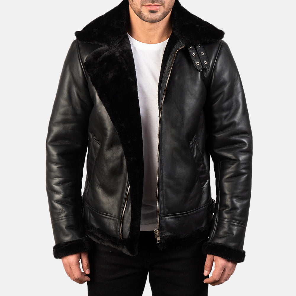 Jordon B3 Black Leather Bomber Jacket