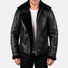 Jordon B3 Black Leather Bomber Jacket