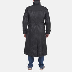 Mens Armix Black Leather long Coat Jacket