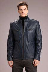 Slim-fit racer jacket with classic padding and zippered pockets for a sharp look.