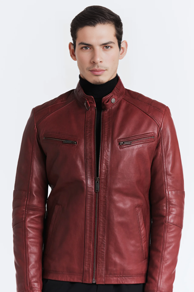 Crimson Biker Leather Jacket for men