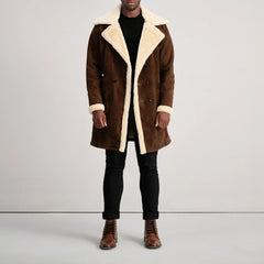 Brown Suede Leather Coat Jacket