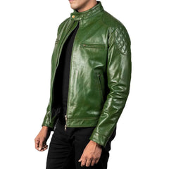 Distressed Green Leather Jackets for Men