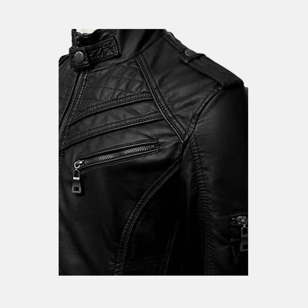 Shawn Genuine Real Leather Biker Jacket Mens