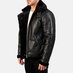 Jordon B3 Black Leather Bomber Jacket
