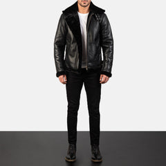 Jordon B3 Black Leather Bomber Jacket