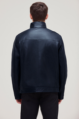 Jack lamb leather bomber with slim fit, front zip and quilted lining—stylish for any occasion.