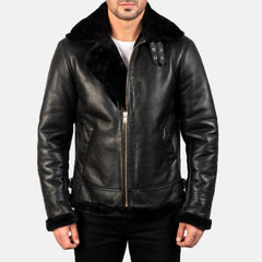 Jordon B3 Black Leather Bomber Jacket