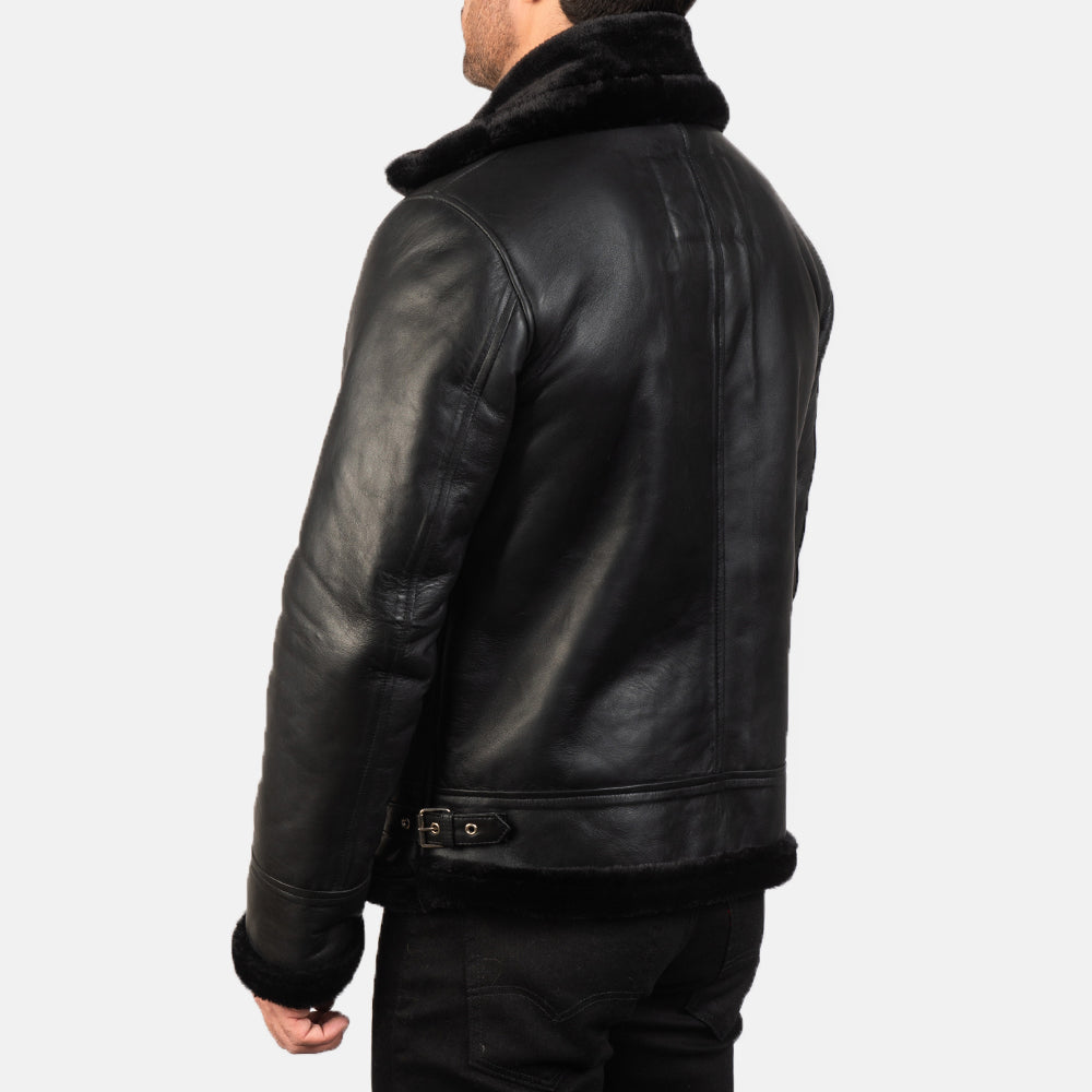 Jordon B3 Black Leather Bomber Jacket