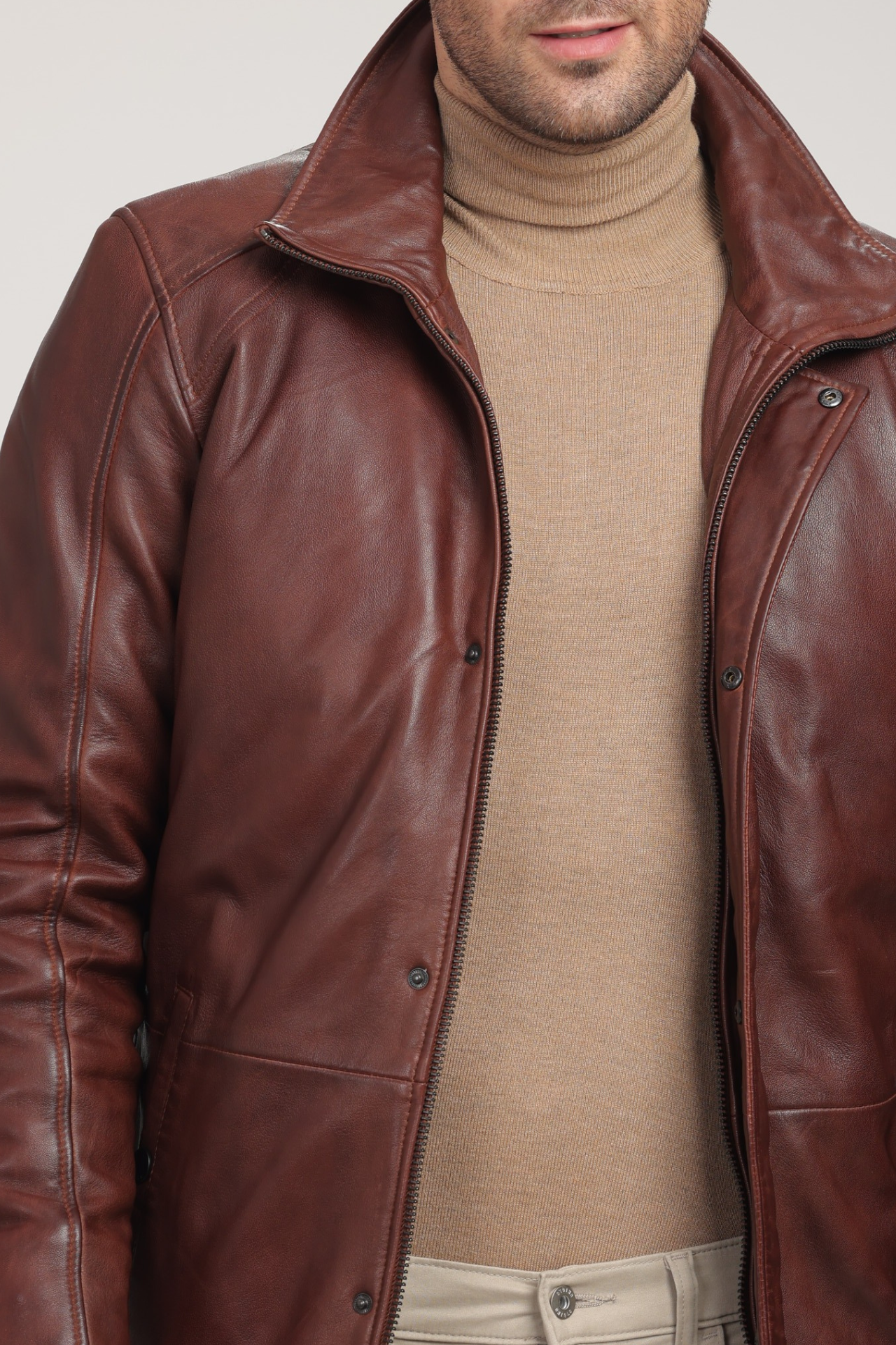 WILLIAM lamb leather jacket with wool lining and removable Bio Down vest.