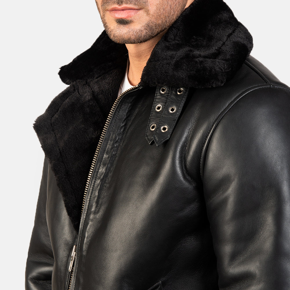 Jordon B3 Black Leather Bomber Jacket