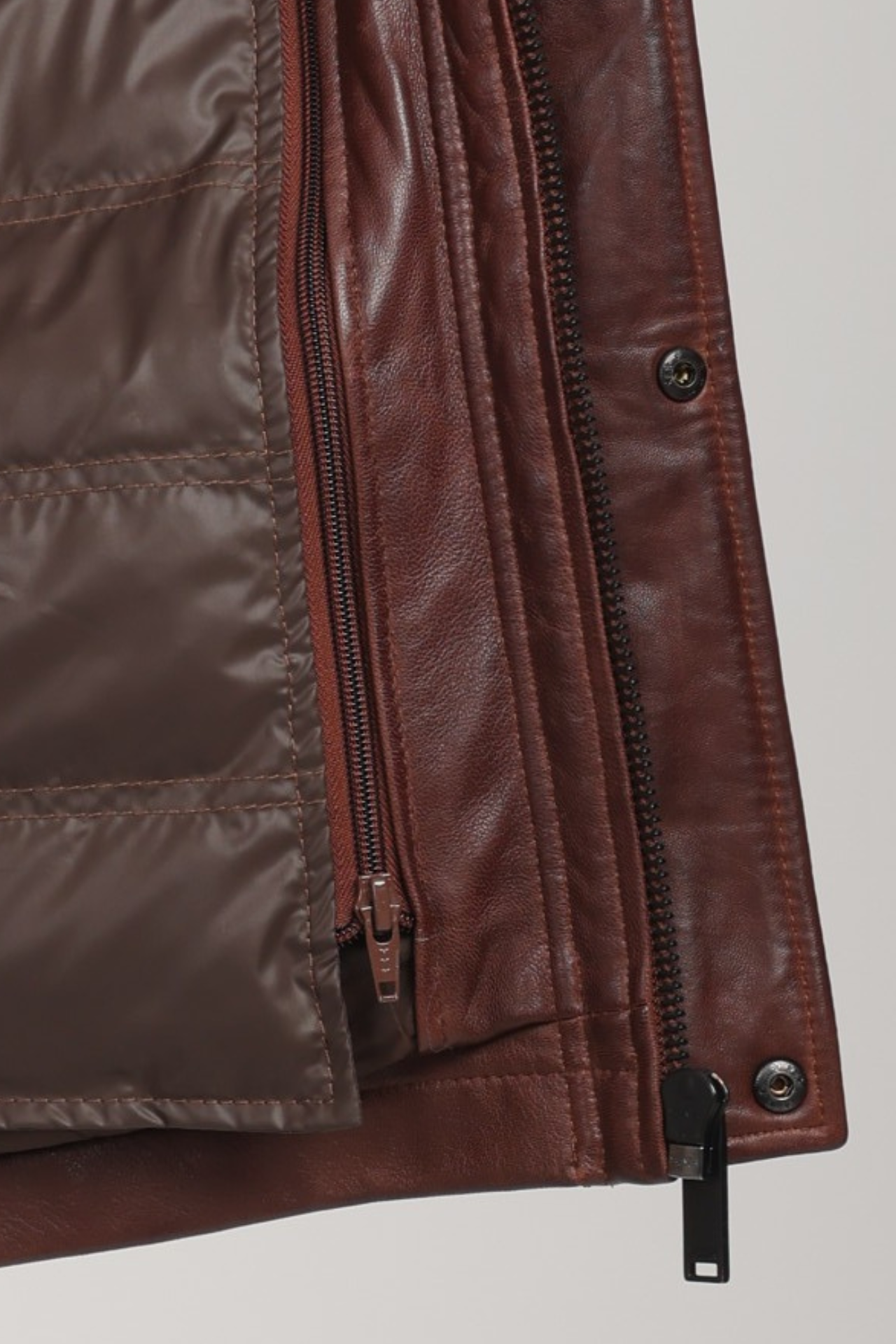 WILLIAM lamb leather jacket with wool lining and removable Bio Down vest.