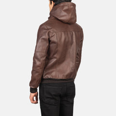 James Biz Brown Leather Bomber Jacket