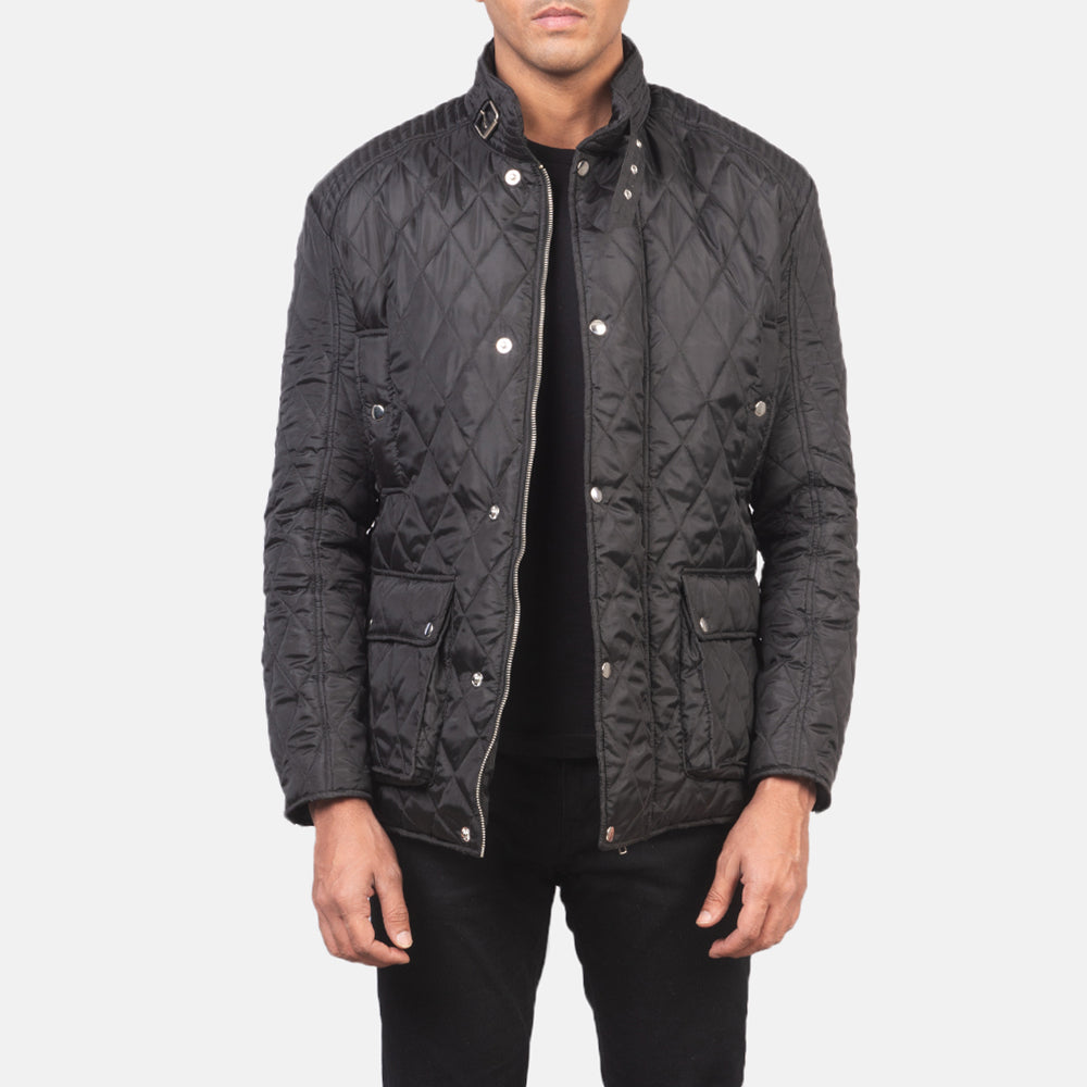 Quilted Black Windbreaker Jacket