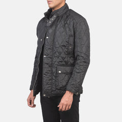 Quilted Black Windbreaker Jacket