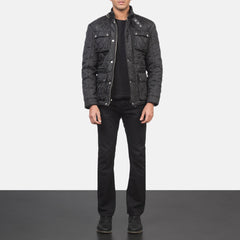 Quilted Black Windbreaker Jacket