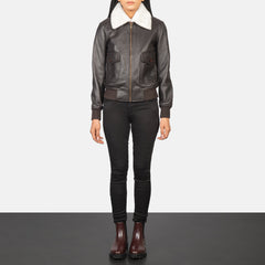 Women G-1 Brown Leather Bomber stylish Jacket