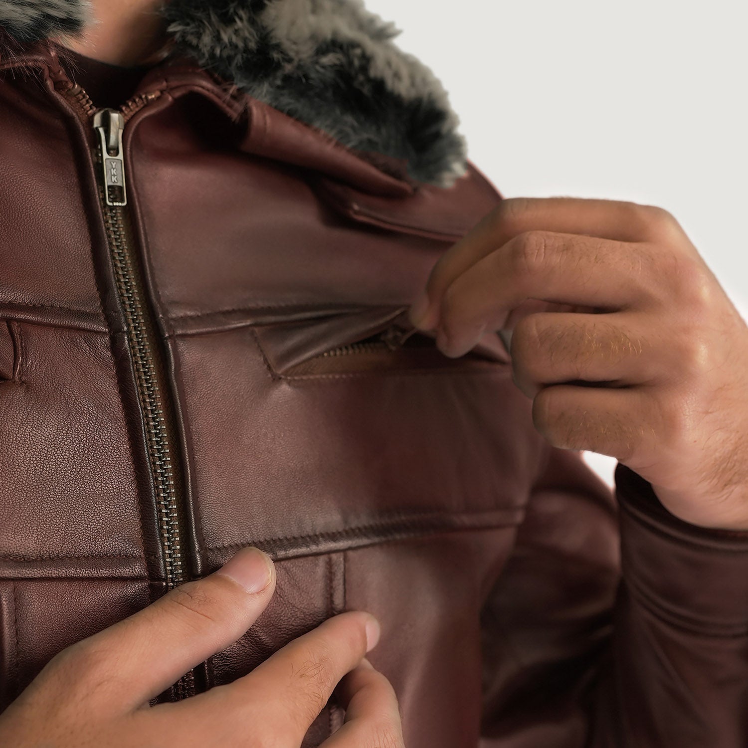 Rashad Hart Fur Brown Leather Jacket