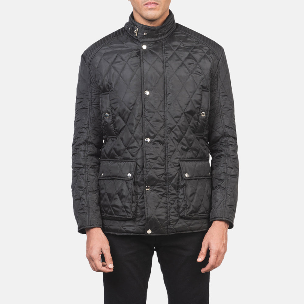 Quilted Black Windbreaker Jacket