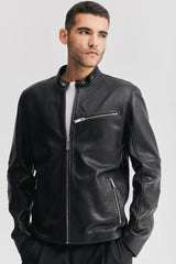 Biker leather jacket Real sheepskin jacket