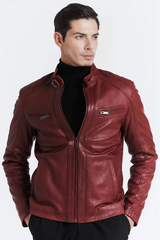 Crimson Biker Leather Jacket for men