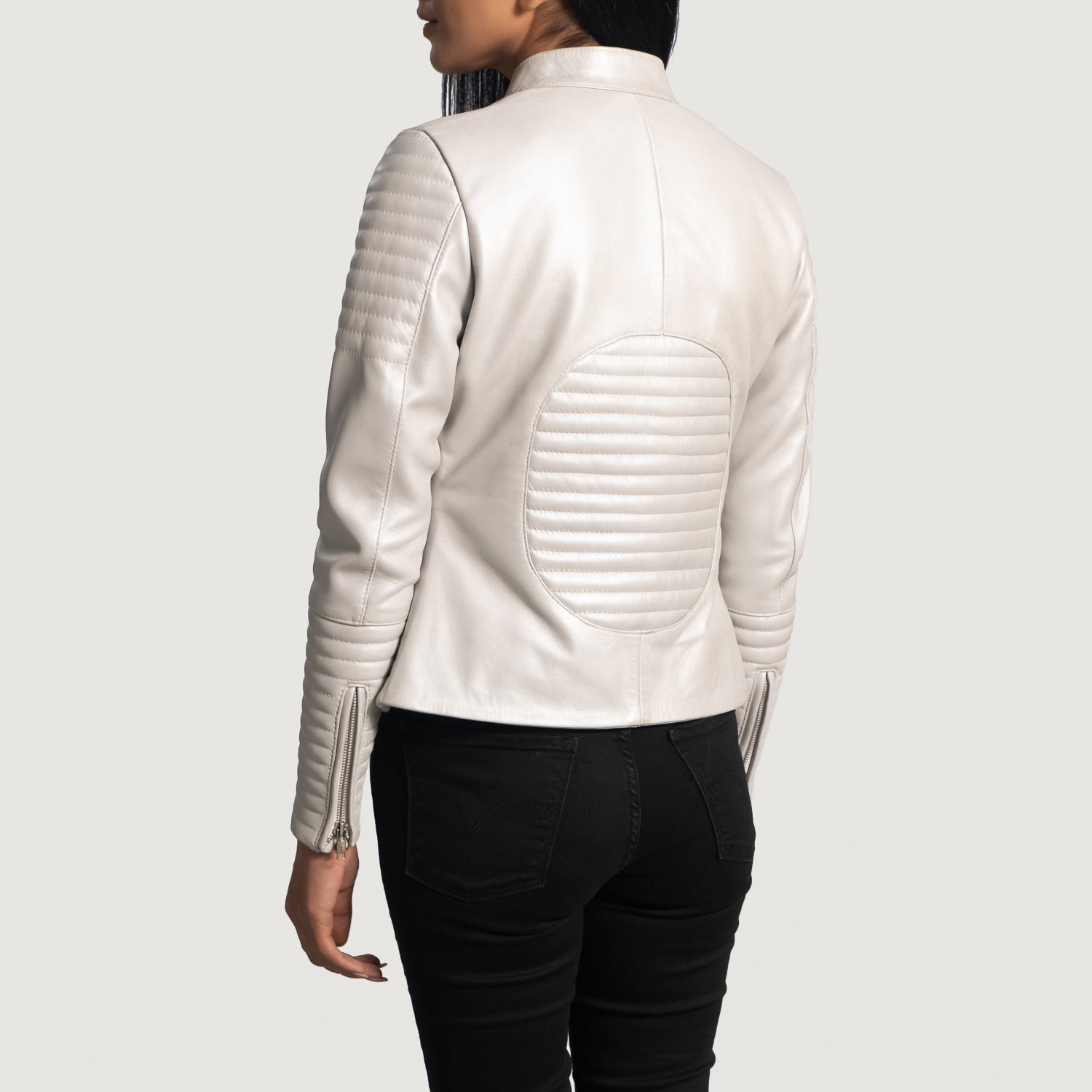 Zelum Leather Quilted Women Biker Jacket