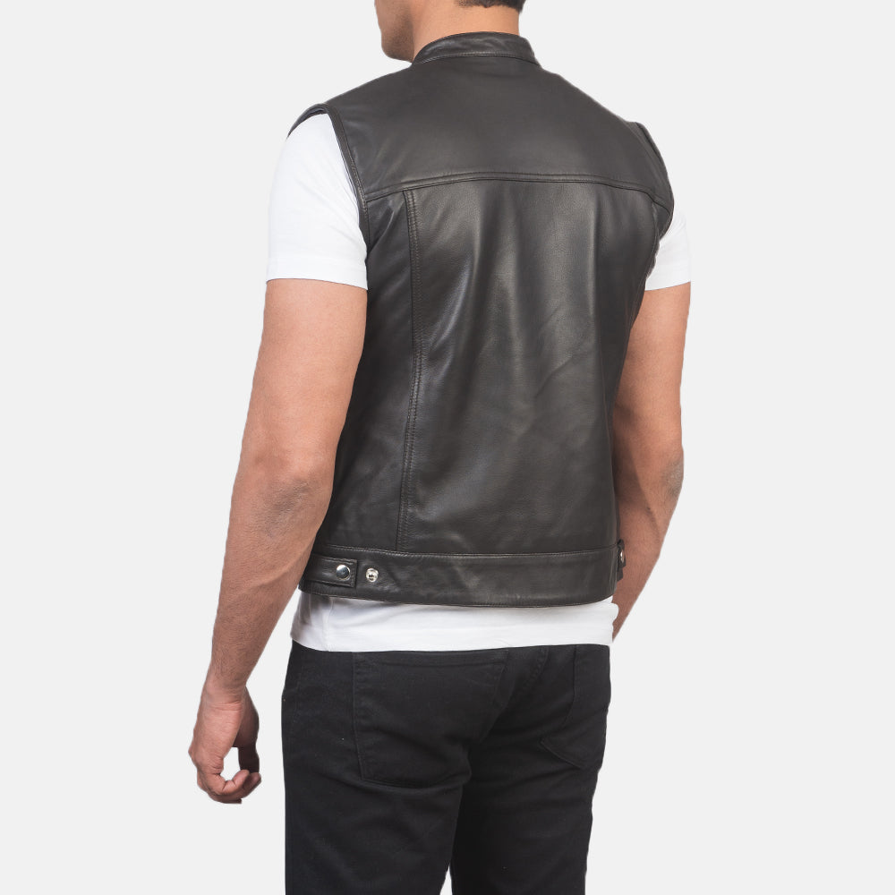 Brown Leather Biker Jacket-Vest coat
