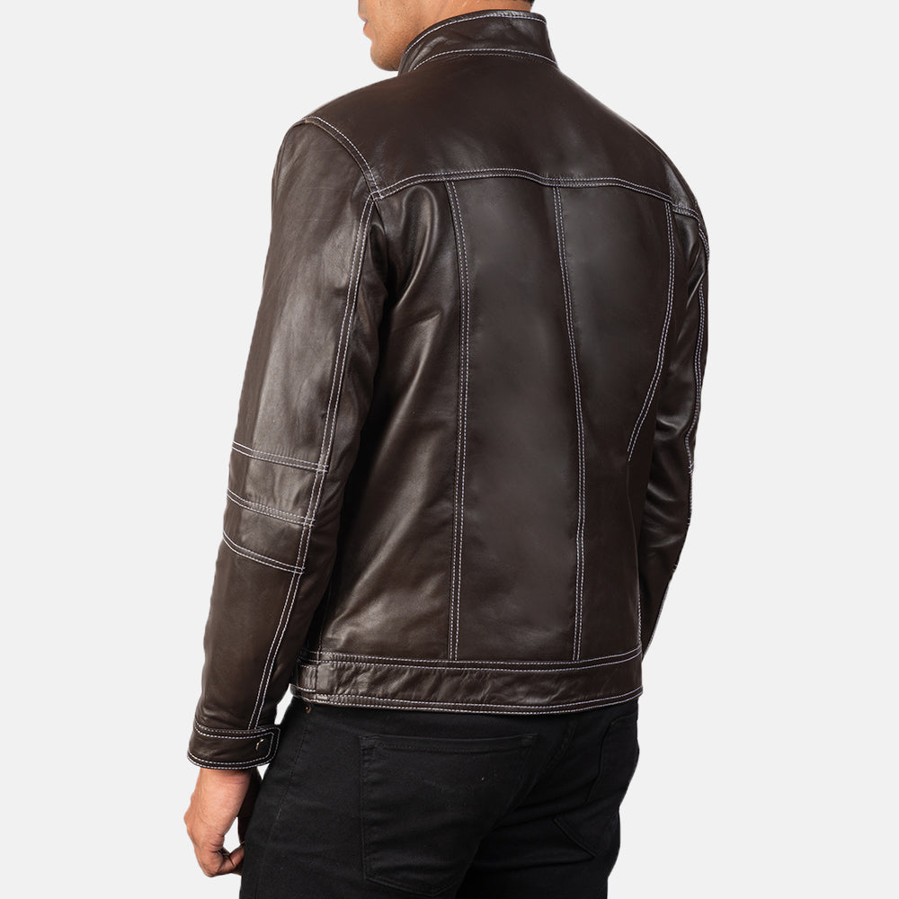 Brown Leather biker Jacket