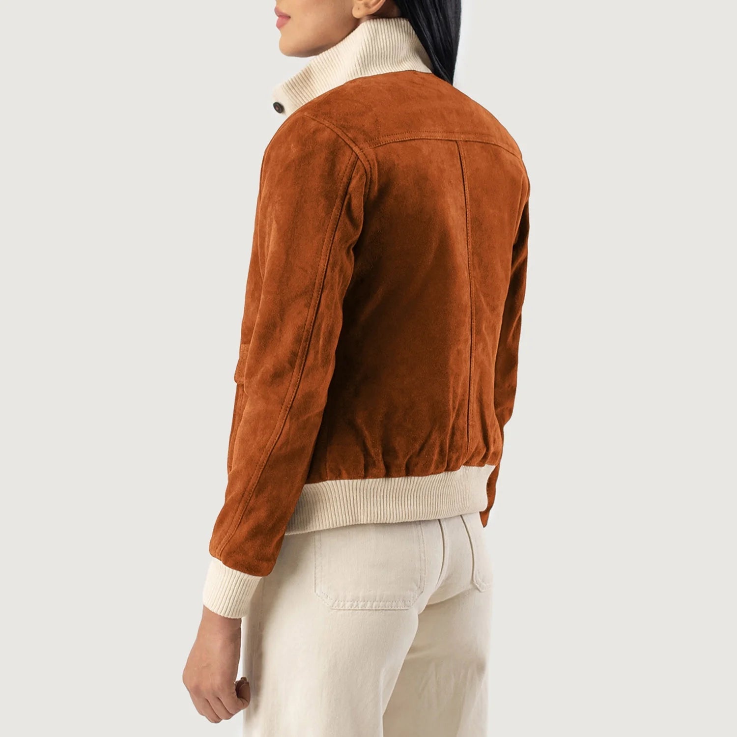 Sara Brown Suede Women Bomber Jacket