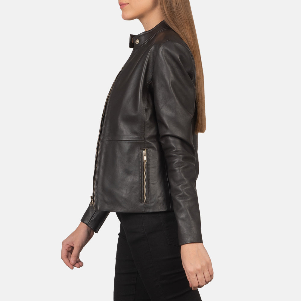 Namor Brown Leather women Biker Jacket