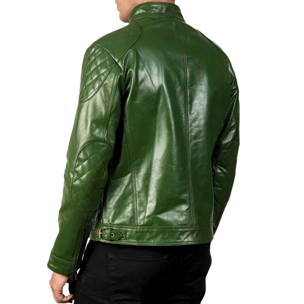 Distressed Green Leather Jackets for Men