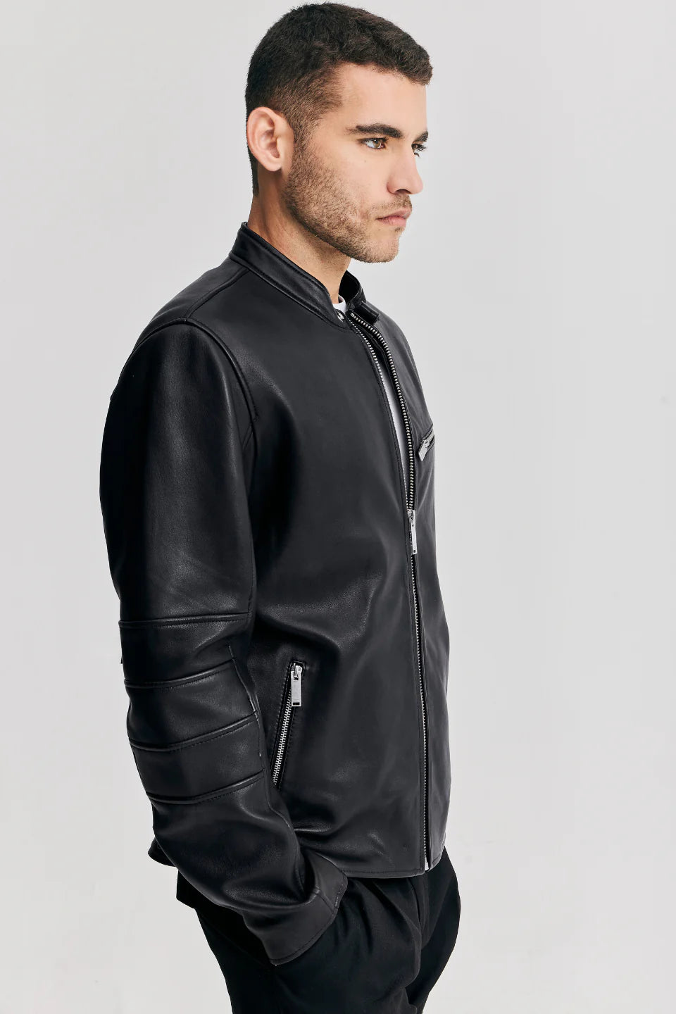 Biker leather jacket Real sheepskin jacket
