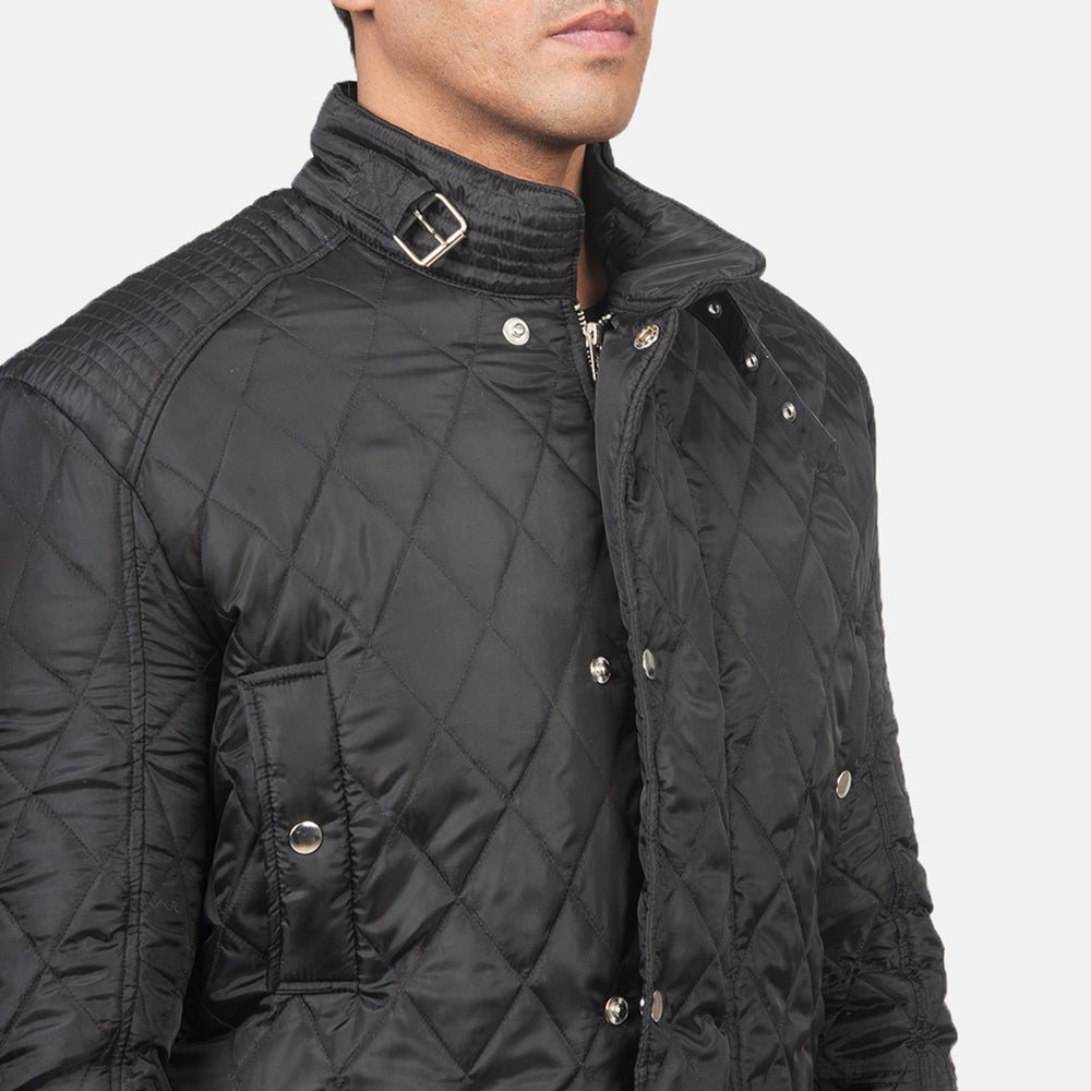 Quilted Black Windbreaker Jacket