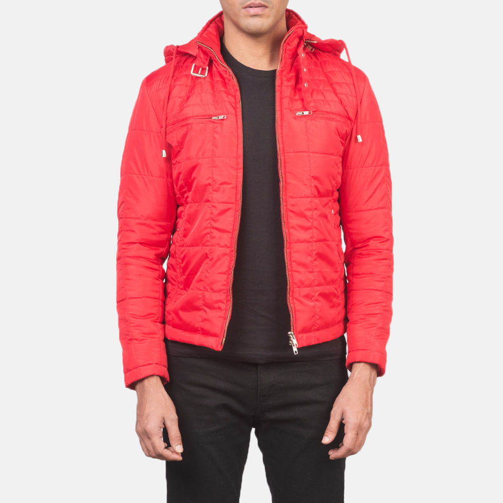 Alps Quilted Red Hooded Windbreaker Jacket for men