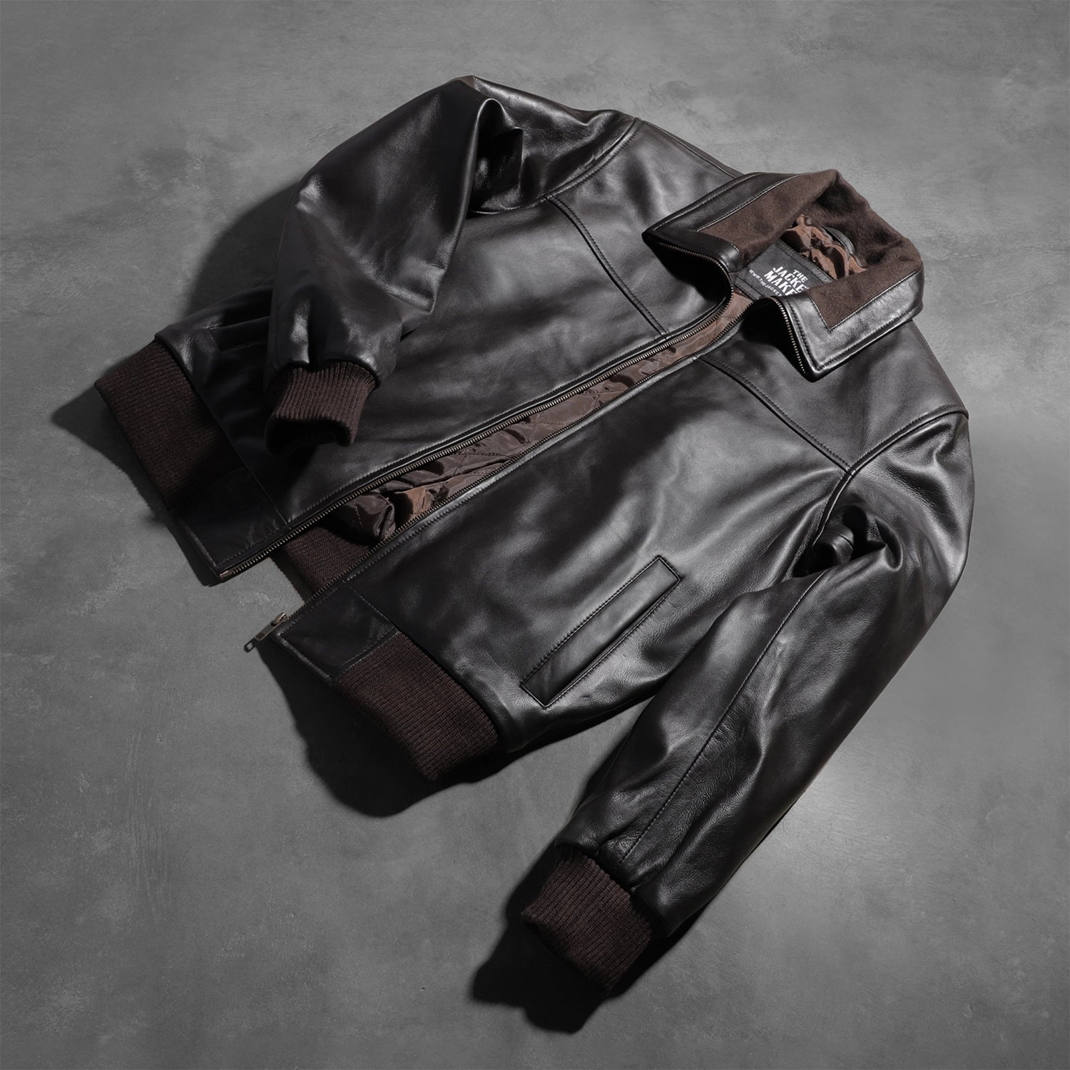 Brown Bomber real sheepskin winter Leather  Jacket