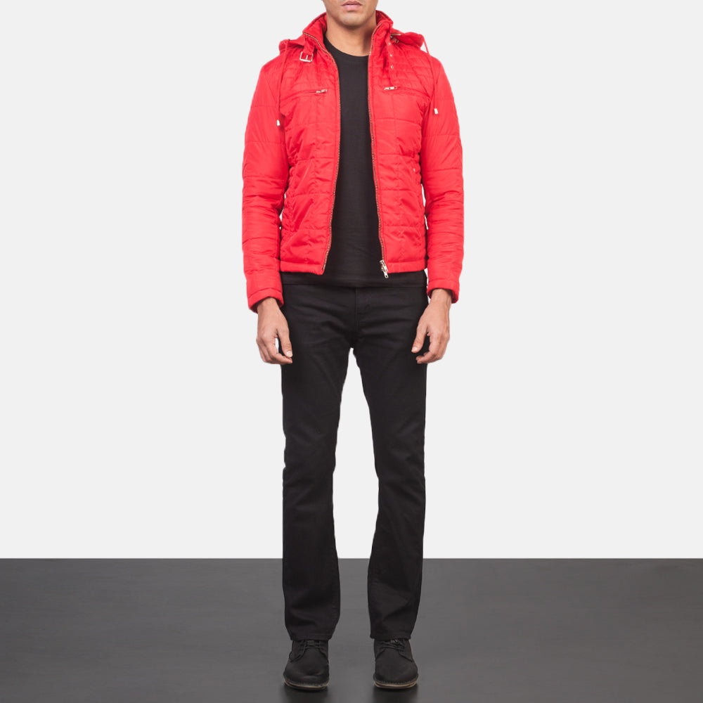 Alps Quilted Red Hooded Windbreaker Jacket for men